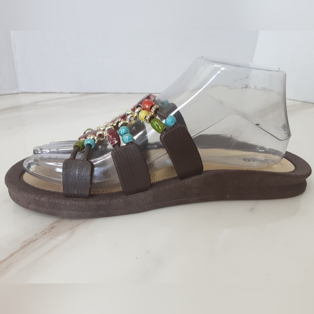 BILLITO Brown Faux Stone Comfort Slide Sandals Sz 9